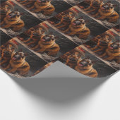 ベルギーシェパード雪そりのクリスマスデコール ラッピングペーパー (角)