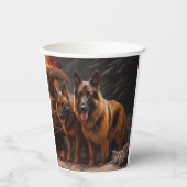 ベルギーシェパード雪そりのクリスマスデコール 紙コップ (正面)