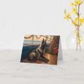 ベルギーシェパード・クリスマスクルーズ：ポーソムホリデー カード (黄色い花)