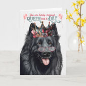 ベルギーシェプドクィーンフォーデイおもしろい誕生日 カード (黄色い花)