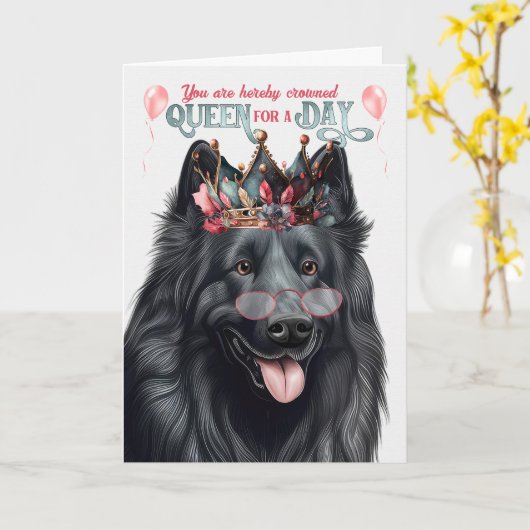 ベルギーシェプドクィーンフォーデイおもしろい誕生日 カード (黄色い花)