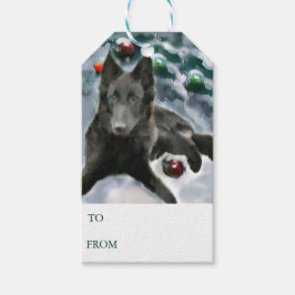 ベルギーシェプドッグのクリスマスギフトタグ ギフトタグ