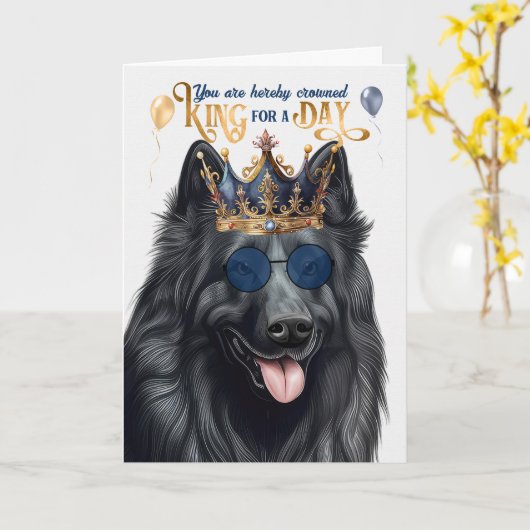 ベルギーシェプドッグキングのデイおもしろい誕生日 カード (黄色い花)