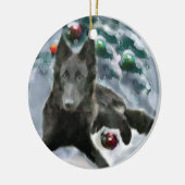 ベルギーシェプドッグクリスマスプレゼントオーナメント セラミックオーナメント (左)