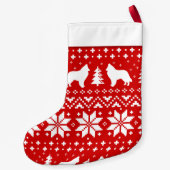 ベルギーシェプドッグシルエット犬ホリデーレッド スモールクリスマスストッキング (裏面)