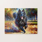ベルギーシェプドッグドッグポートレートアクリルアートプリント ジグソーパズル (横)
