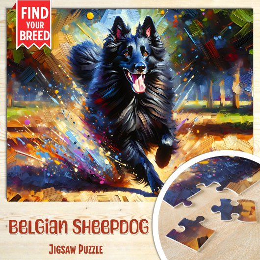 ベルギーシェプドッグドッグポートレートアクリルアートプリント ジグソーパズル