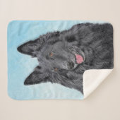 ベルギーシェプドッグ絵画ズ – かわいいオリジナルドッグアート シェルパブランケット (正面(横))