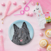 ベルギーシェプドッグ絵画ズ – かわいいオリジナルドッグアート ペーパープレート (パーティー)