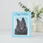 ベルギーシェプドッグ絵画ズ – かわいいオリジナルドッグアート ポストカード (スタンド正面)