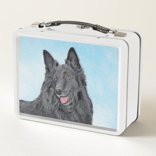 ベルギーシェプドッグ絵画ズ – かわいいオリジナルドッグアート メタルランチボックス (裏面)