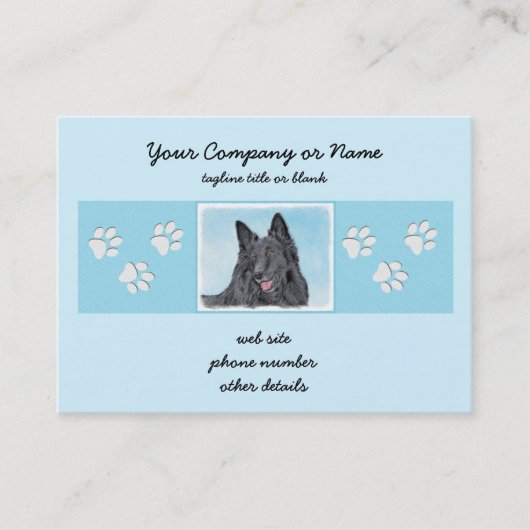 ベルギーシェプドッグ絵画ズ – かわいいオリジナルドッグアート 名刺 (正面)