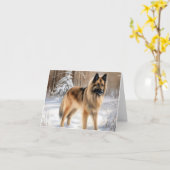 ベルギーテルブレンそれを雪のクリスマスに聞かせ カード (黄色い花)