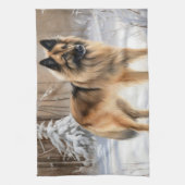 ベルギーテルブレンそれを雪のクリスマスに聞かせ キッチンタオル (縦)