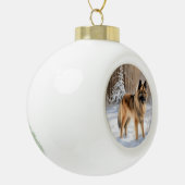 ベルギーテルブレンそれを雪のクリスマスに聞かせ セラミックボールオーナメント (左)