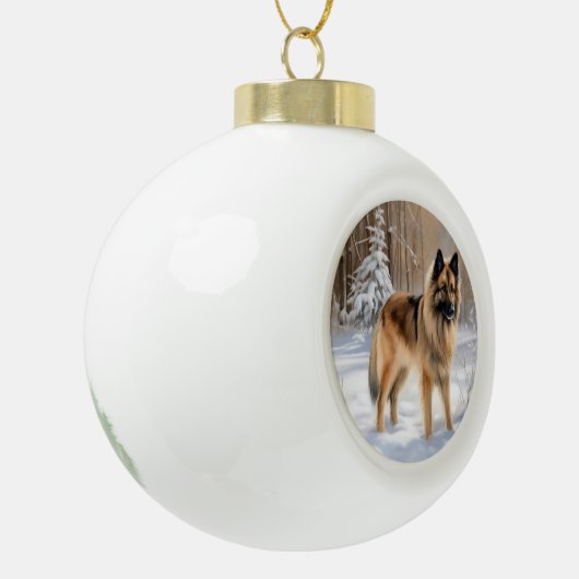 ベルギーテルブレンそれを雪のクリスマスに聞かせ セラミックボールオーナメント (左)