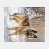 ベルギーテルブレンそれを雪のクリスマスに聞かせ フリースブランケット (正面(横))