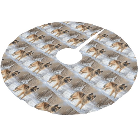 ベルギーテルブレンそれを雪のクリスマスに聞かせ ブラッシュドポリエステルツリースカート (アングル)