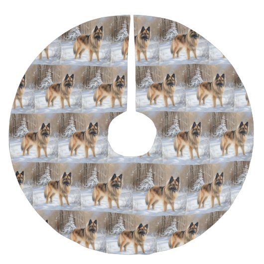 ベルギーテルブレンそれを雪のクリスマスに聞かせ ブラッシュドポリエステルツリースカート (正面)