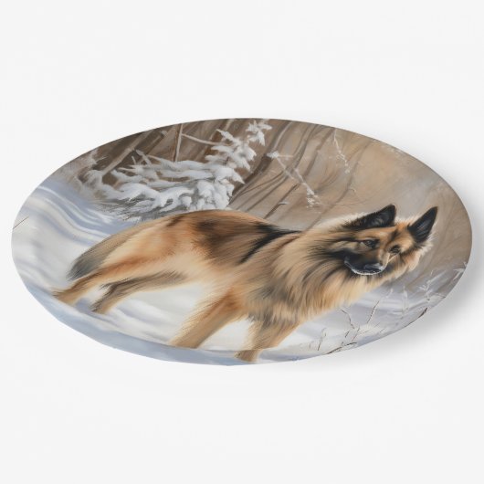 ベルギーテルブレンそれを雪のクリスマスに聞かせ ペーパープレート (アングル)