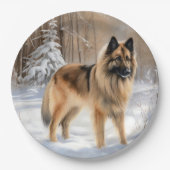 ベルギーテルブレンそれを雪のクリスマスに聞かせ ペーパープレート (正面)
