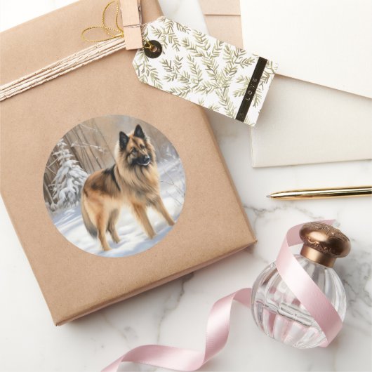 ベルギーテルブレンそれを雪のクリスマスに聞かせ ラウンドシール (ギフト)