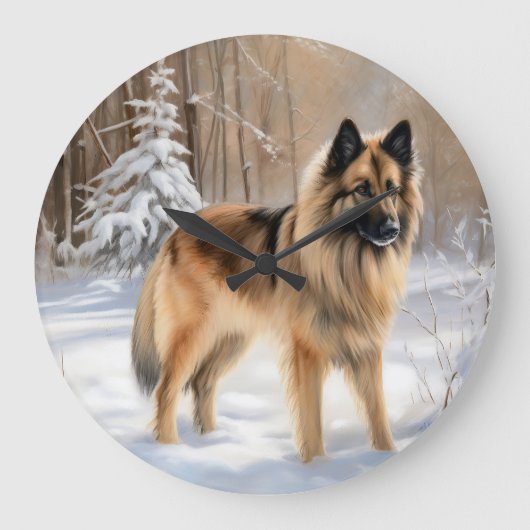 ベルギーテルブレンそれを雪のクリスマスに聞かせ ラージ壁時計 (正面)