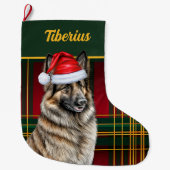 ベルギーテルブレン休日のプレイドと犬の名前 ラージクリスマスストッキング (正面)