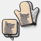 ベルギーテルヴューンシェパードマホガニー絵を描ズアート 鍋つかみ&鍋敷きセット (正面/裏面)