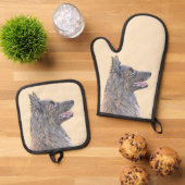 ベルギーテルヴューンシェパードマホガニー絵を描ズアート 鍋つかみ&鍋敷きセット (トップダウン)