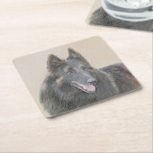 ベルギーテルヴル絵画ンの – かわいいオリジナルドッグアート スクエアペーパーコースター (アングル)