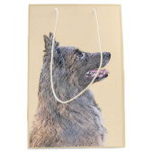 ベルギーテルヴル絵画ンの – かわいいオリジナルドッグアート ミディアムペーパーバッグ (正面)