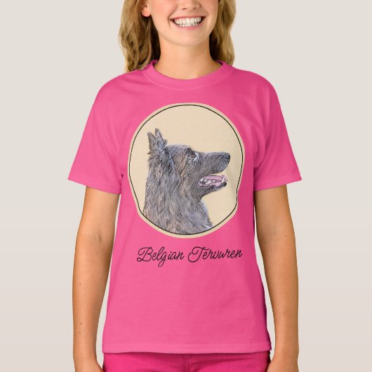 ベルギーテルヴル絵画ンの – かわいいオリジナルドッグアート Tシャツ (正面)