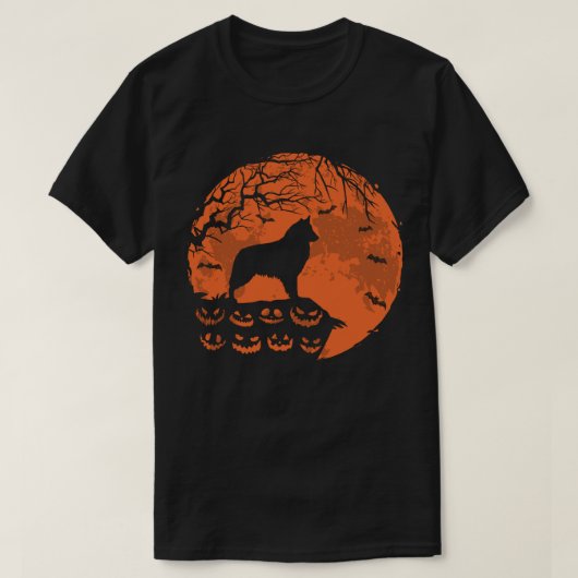 ベルギーテルヴレンとムーンハロウィーン犬の恋人のギフト Tシャツ (デザイン正面)