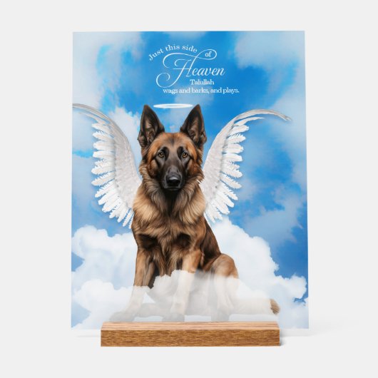 ベルギーテルヴレン犬エンジェルと名前ペット記念碑 アクリルサイン (正面)