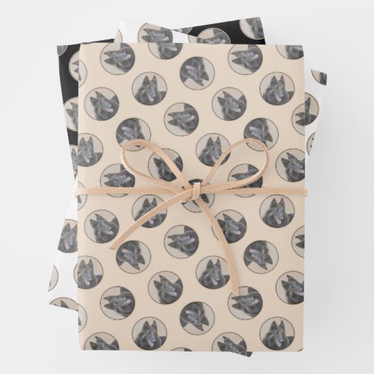 ベルギーテルヴレン絵を描シェパード犬アート ラッピングペーパーシート (インサイチュ)