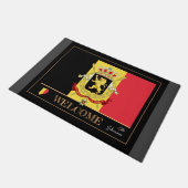 ベルギーハウスマット，ベルギー国旗のスポーツ/ようこそ ドアマット (アングル)