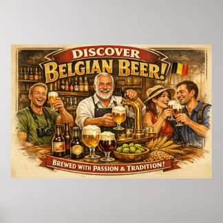ベルギービール伝統のタバーンシーン ポスター