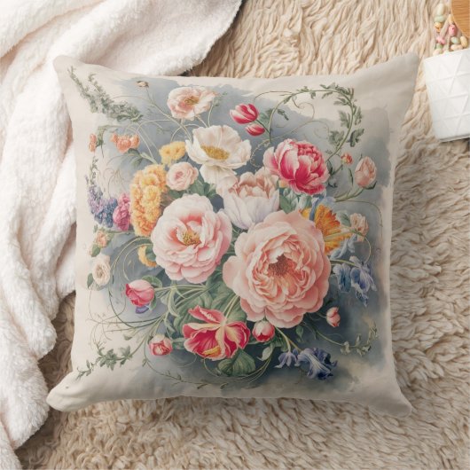 ベルギーフローラエレガンス装飾用クッションカバー クッション (ブランケット)