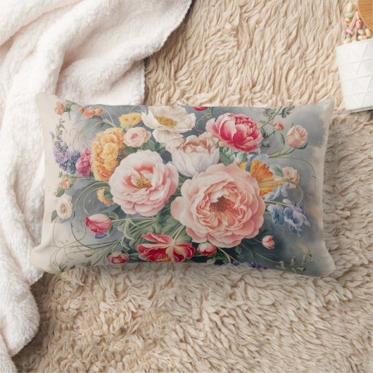 ベルギーフローラエレガンス装飾用クッションカバー ランバークッション (ブランケット)