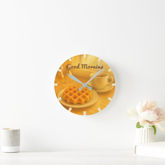 ベルギーブレックファーストワッフルクロック – グッドモーニングヴィーブ ラウンド壁時計 (ホーム)