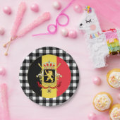 ベルギープレート、バッファロー・プレイド&ベルギー国旗 ペーパープレート (パーティー)