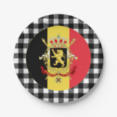 ベルギープレート、バッファロー・プレイド&ベルギー国旗 ペーパープレート (正面)