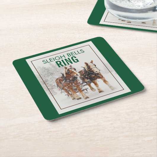 ベルギーホースチームスレイベルリングや輪 スクエアペーパーコースター (アングル)