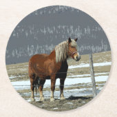 ベルギーホース荷車を引くインパドック紙コースター ラウンドペーパーコースター (正面)