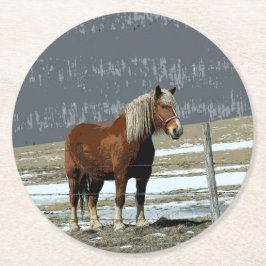 ベルギーホース荷車を引くインパドック紙コースター ラウンドペーパーコースター