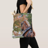 ベルギーホース荷車を引くトート トートバッグ (クローズアップ)