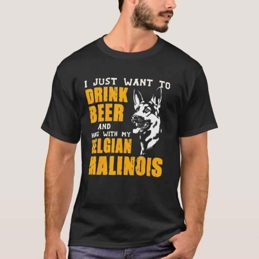 ベルギーマつるリノワでビールを飲む Tシャツ (正面)