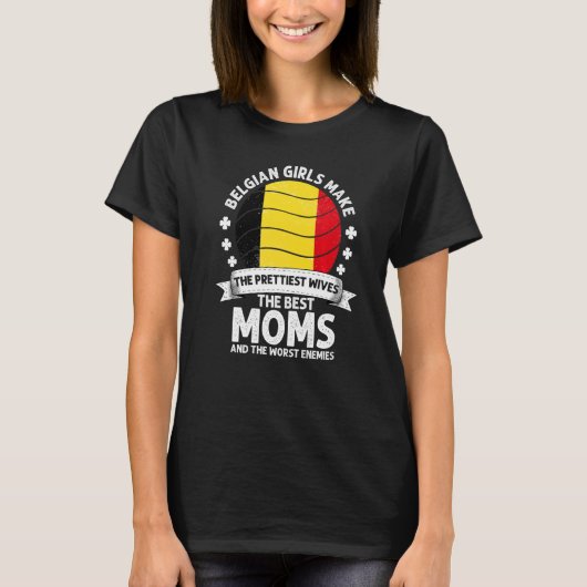 ベルギーママBelgium Mothers Day Mama Belgian Ameri Tシャツ (正面)