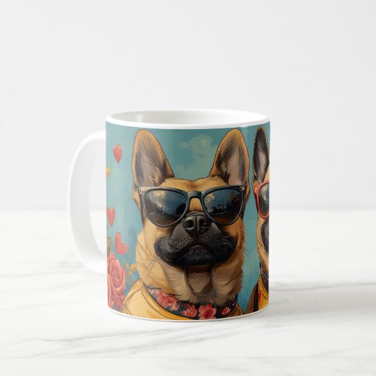 ベルギーマリノイとハートバラバレンタインデー コーヒーマグカップ (正面左)